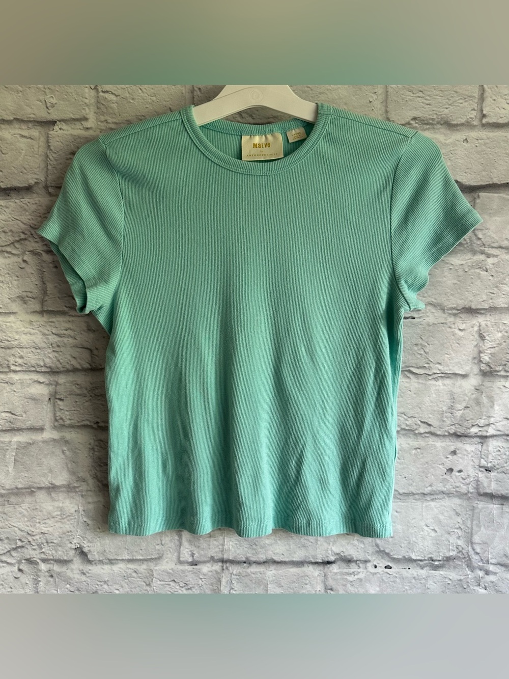 PREOWNED MAEVE ANTHROPOLOGIE RIBBED BLUE TSHIRT WOMENS LARGE L